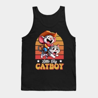 Cartoon Cowboy Mouse Riding on Cat - Little Big Catboy Tank Top